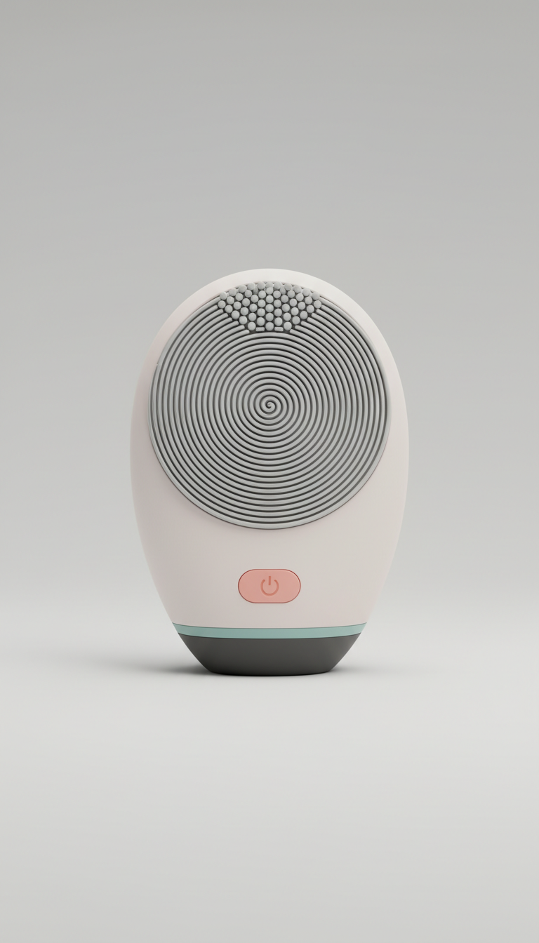 Smart facial cleansing brush with silicone bristles